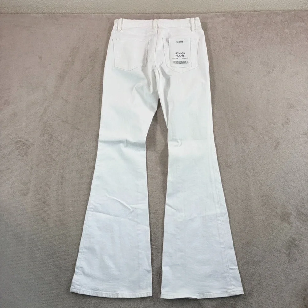 Frame Le High Flare Jeans in Blanc Women 28 Stretch Denim Designer NWOT